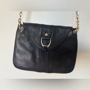 Cole Haan leather purse on gold colored chain EUC